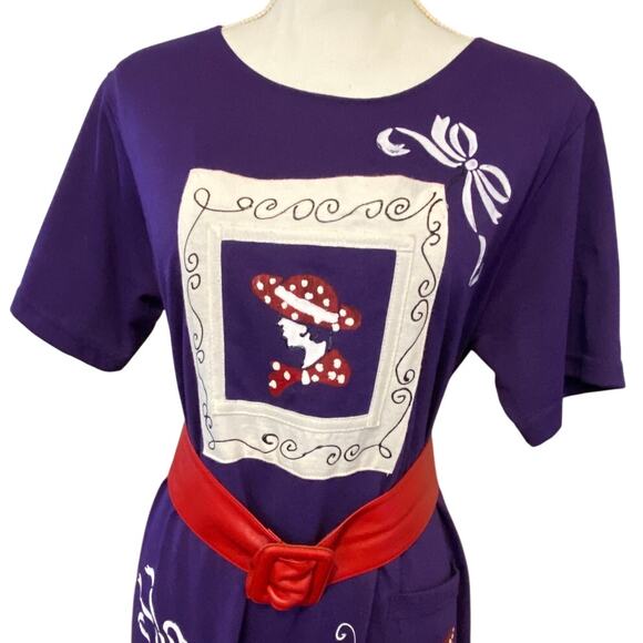 Red Hat Society Purple Dress Large Center Pocket Size S Embellished Wearable Art - Picture 3 of 15